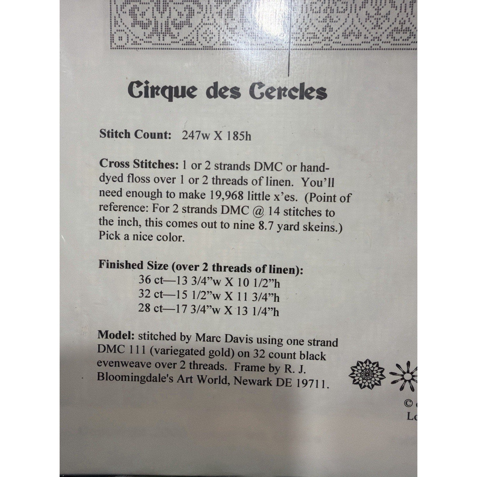 INK CIRCLES Cirque des Cercles S4 Cross Stitch Pattern Sampler