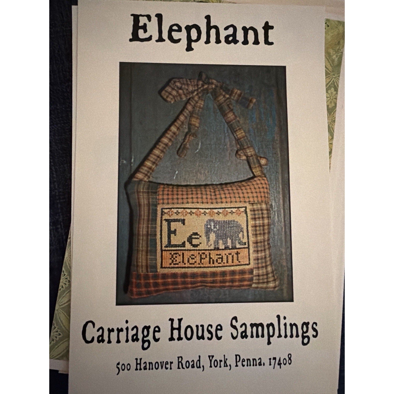 Carriage House Samplings Elephant Cross Stitch Pattern Primitive