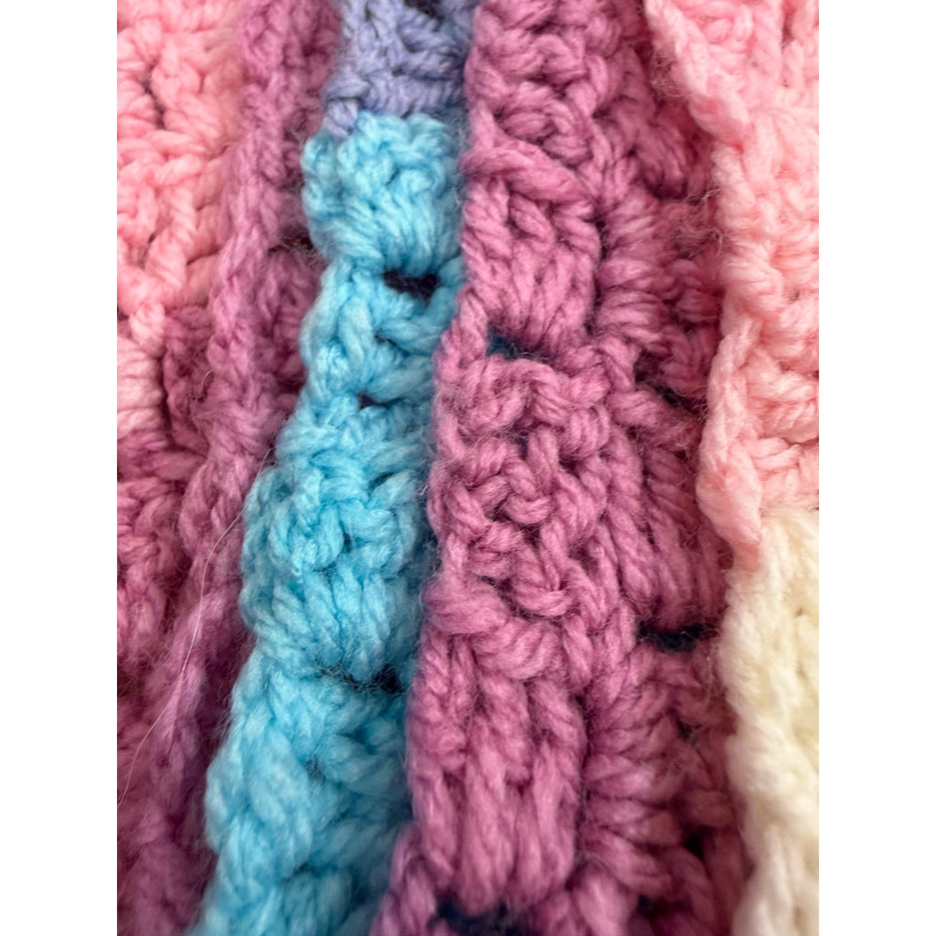 Handmade Crochet Baby Blanket 35" Pastel Rainbow Baby Waves Afghan