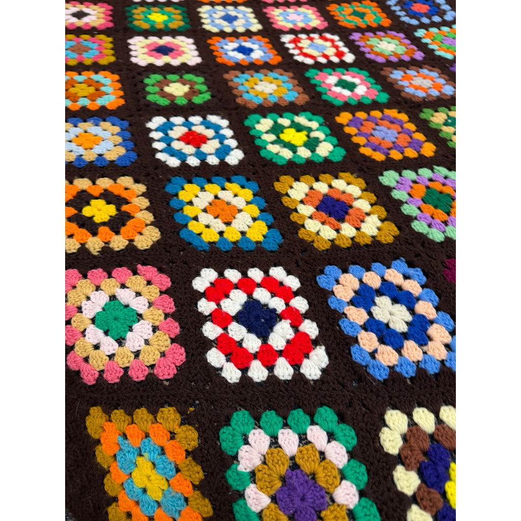 Vintage King Size Granny Square Crochet Afghan 115 x 85 Handmade Bedspread – additional view 8