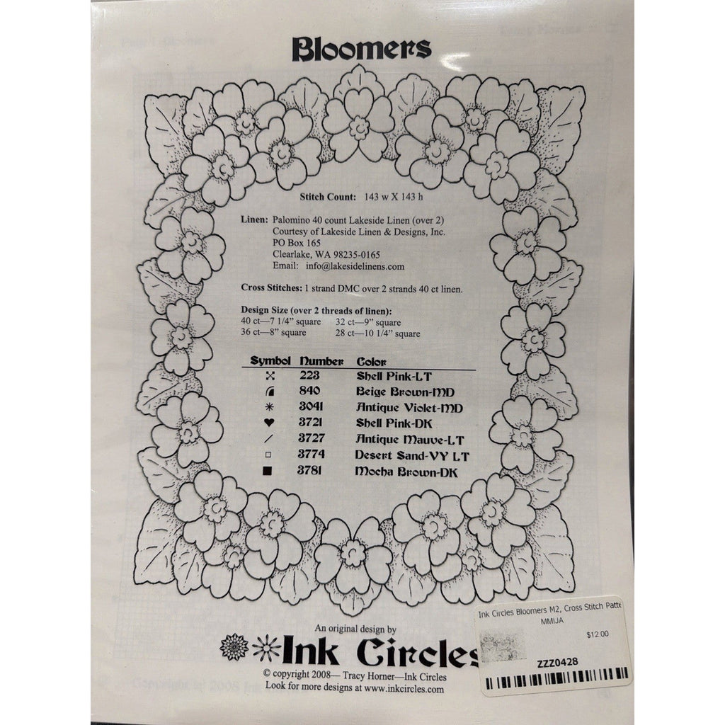 INK CIRCLES Bloomers M2 Cross Stitch Pattern Floral Sampler