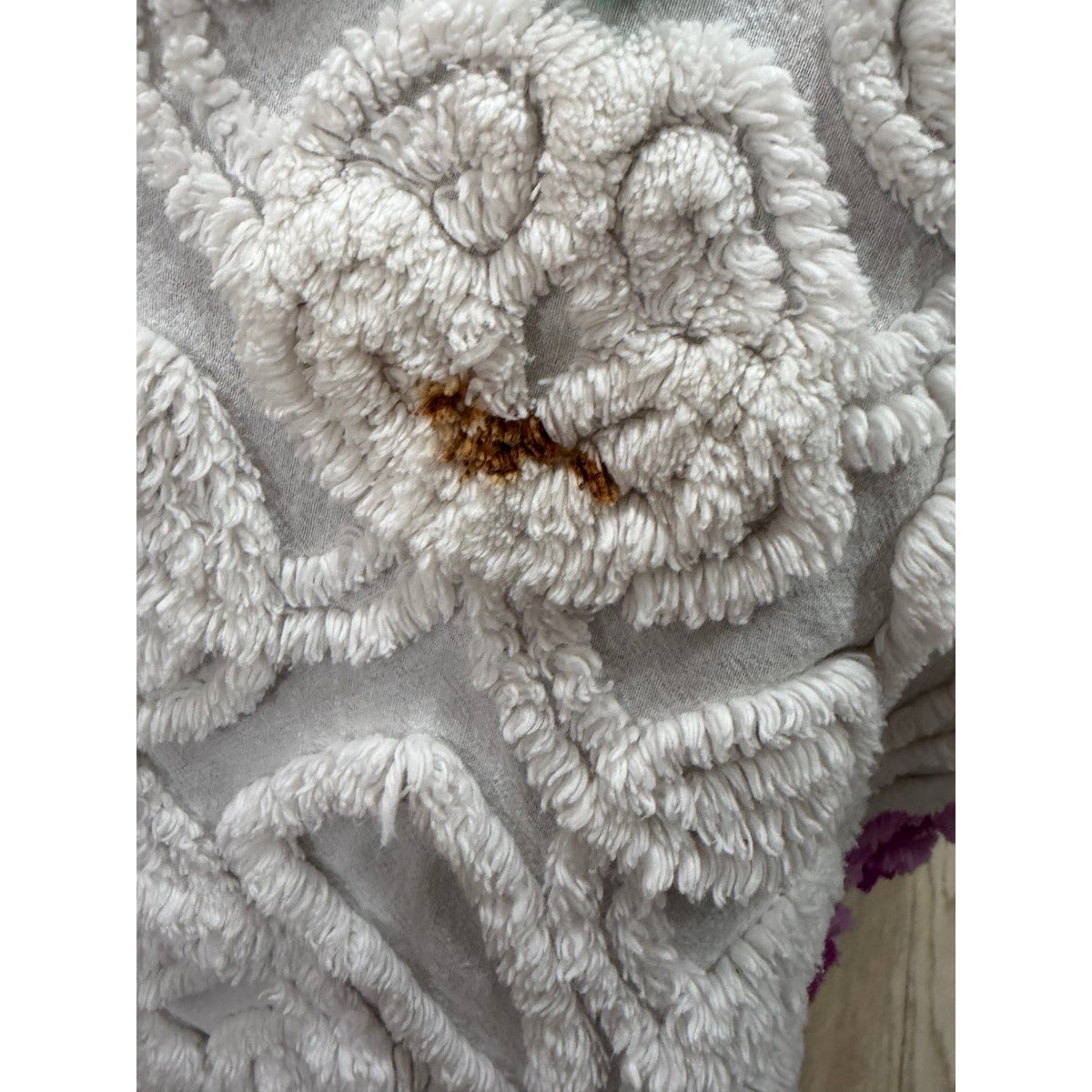 Vintage Peacock Chenille Bedspread Full Double 88 x 100 ** READ **