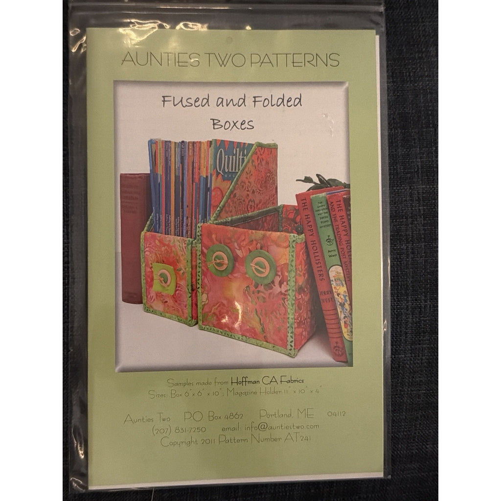 Aunties Two Fused Folded Boxes Pattern AT241 Fabric Storage Organizer
