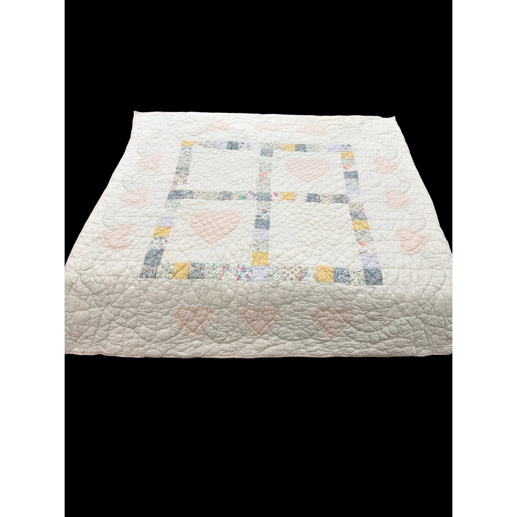 Vintage Hand Quilted Baby Quilt Handmade Nursery Wall Hanging