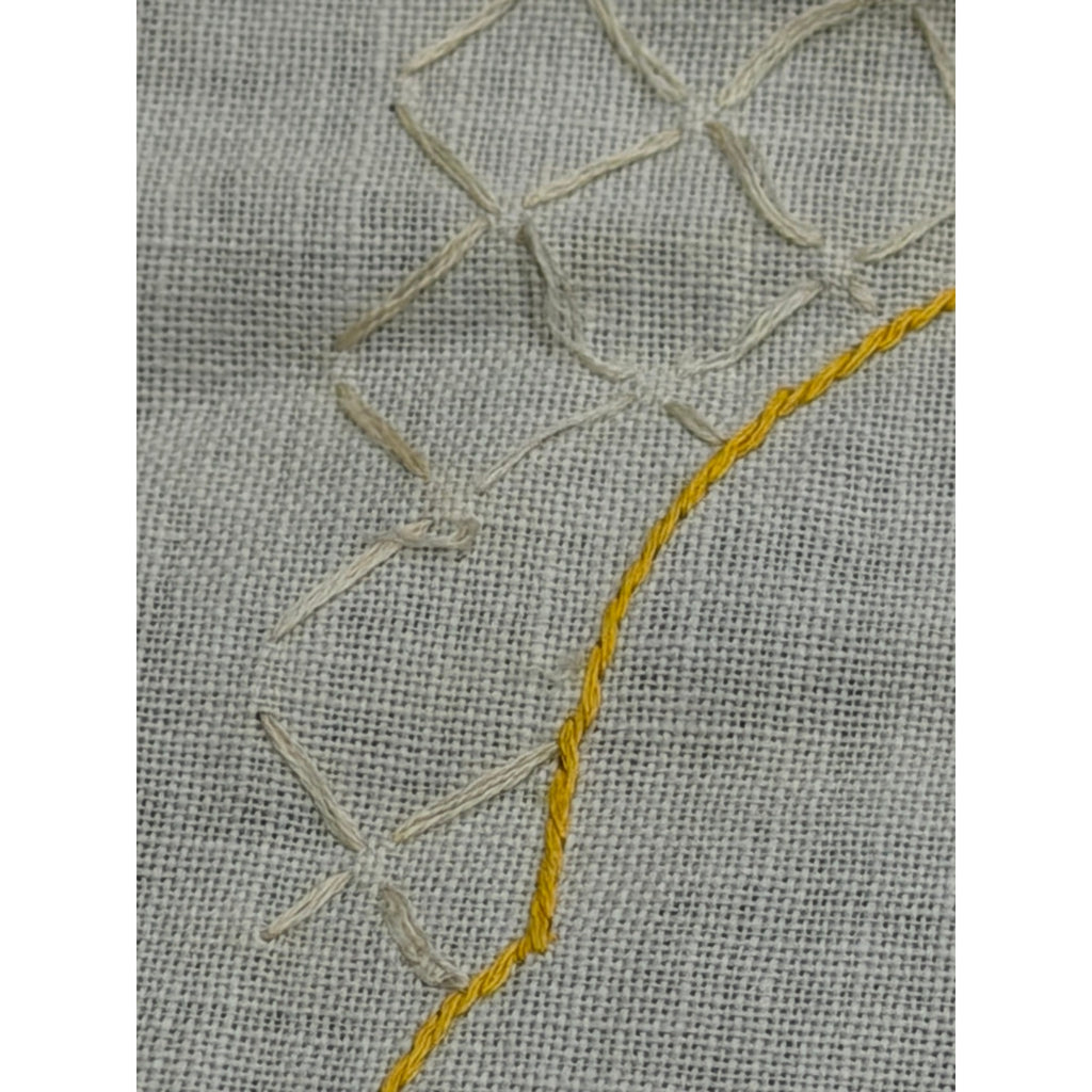 1940s Hand Embroidered Linen Centerpiece Flower Basket Butterflies Lace – additional view 9