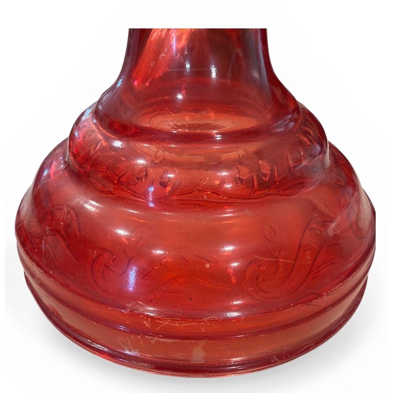 Antique Red Glass Oil Lamp P&A Burner Victorian Kerosene Lamp