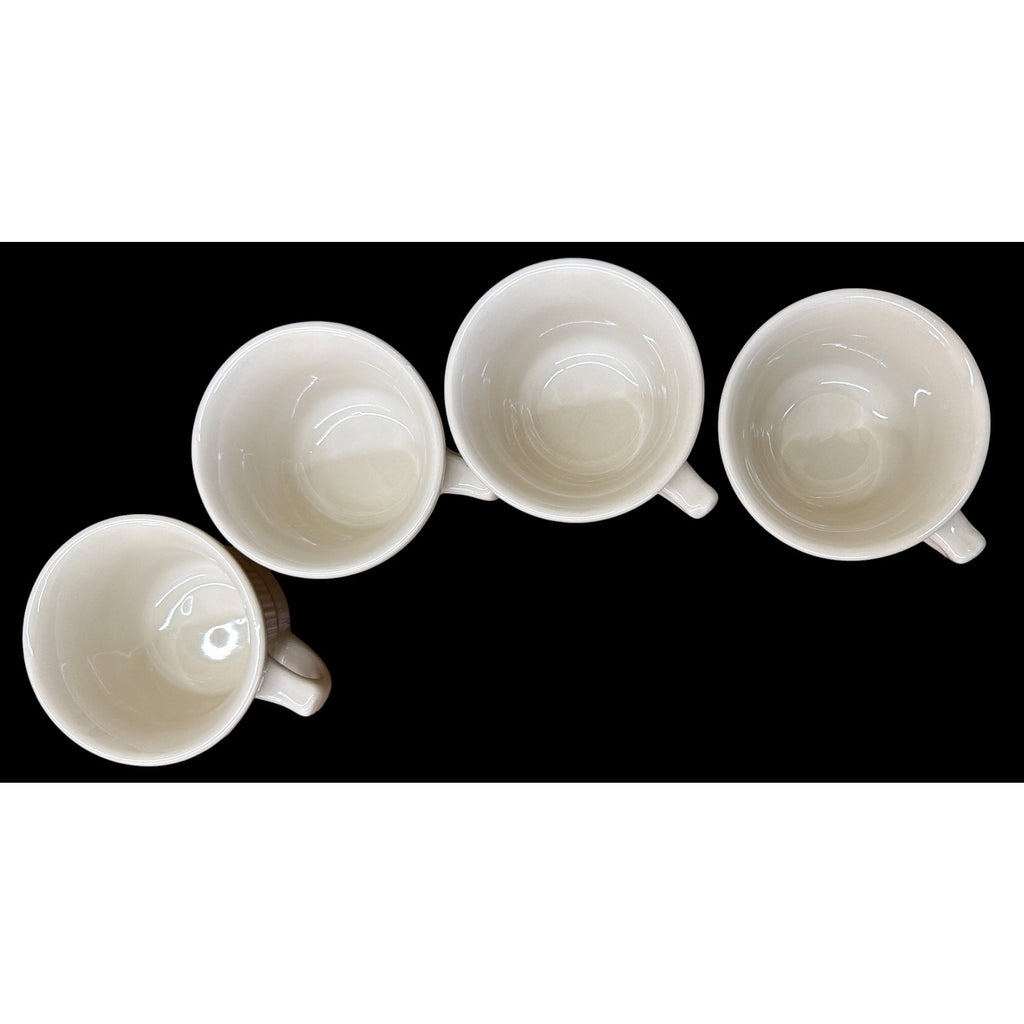Vintage REGO Restaurant Ware Coffee Cups Ivory Ribbed Diner Mugs Set of 4 – additional view 3