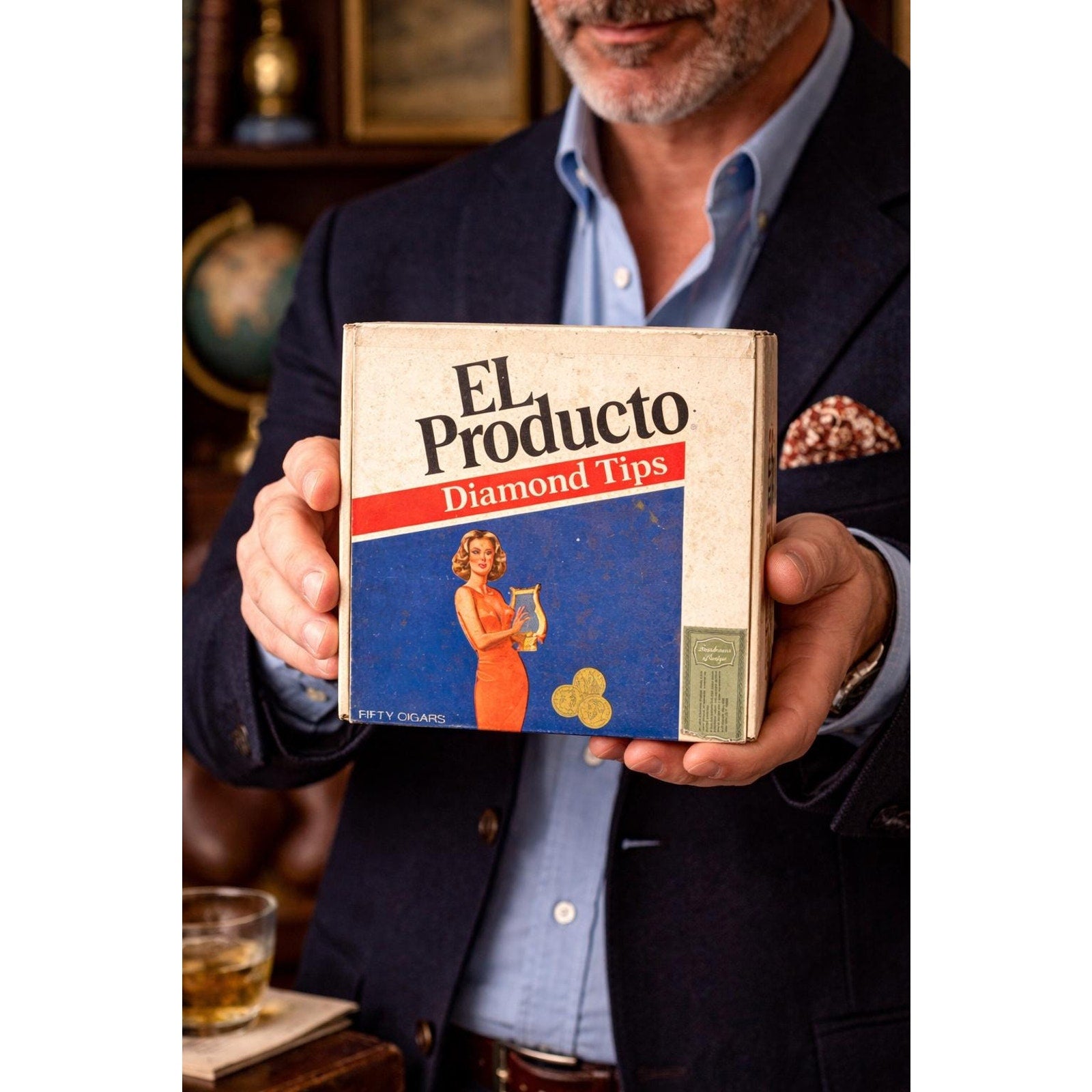 Vintage El Producto Diamond Tips Cigar Box 1950s Tobacciana