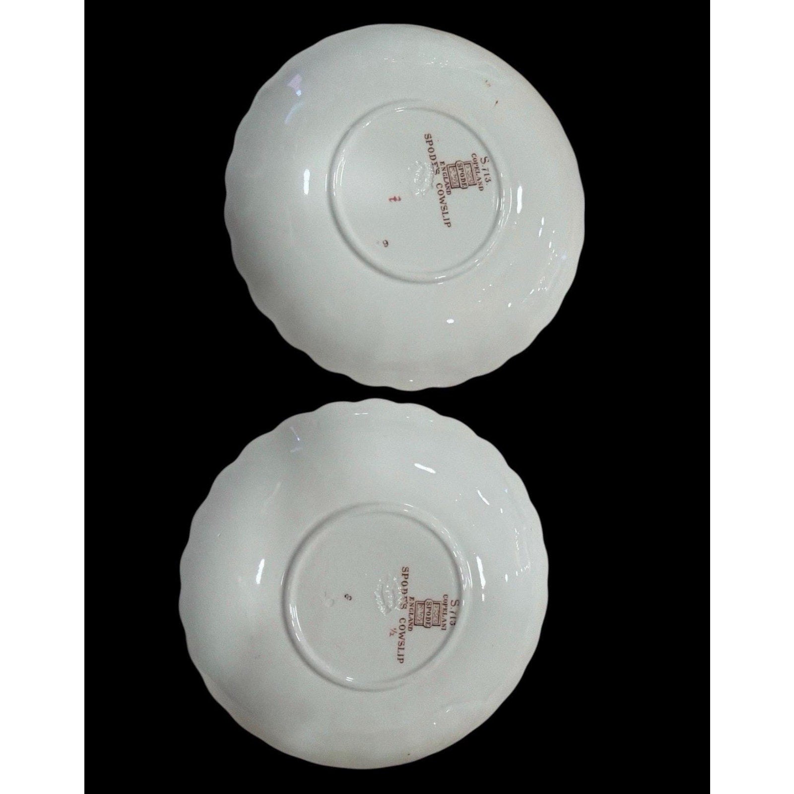 Spode Copeland Cowslip S713 Teacups & Saucers Pair England Bone China Floral Vintage