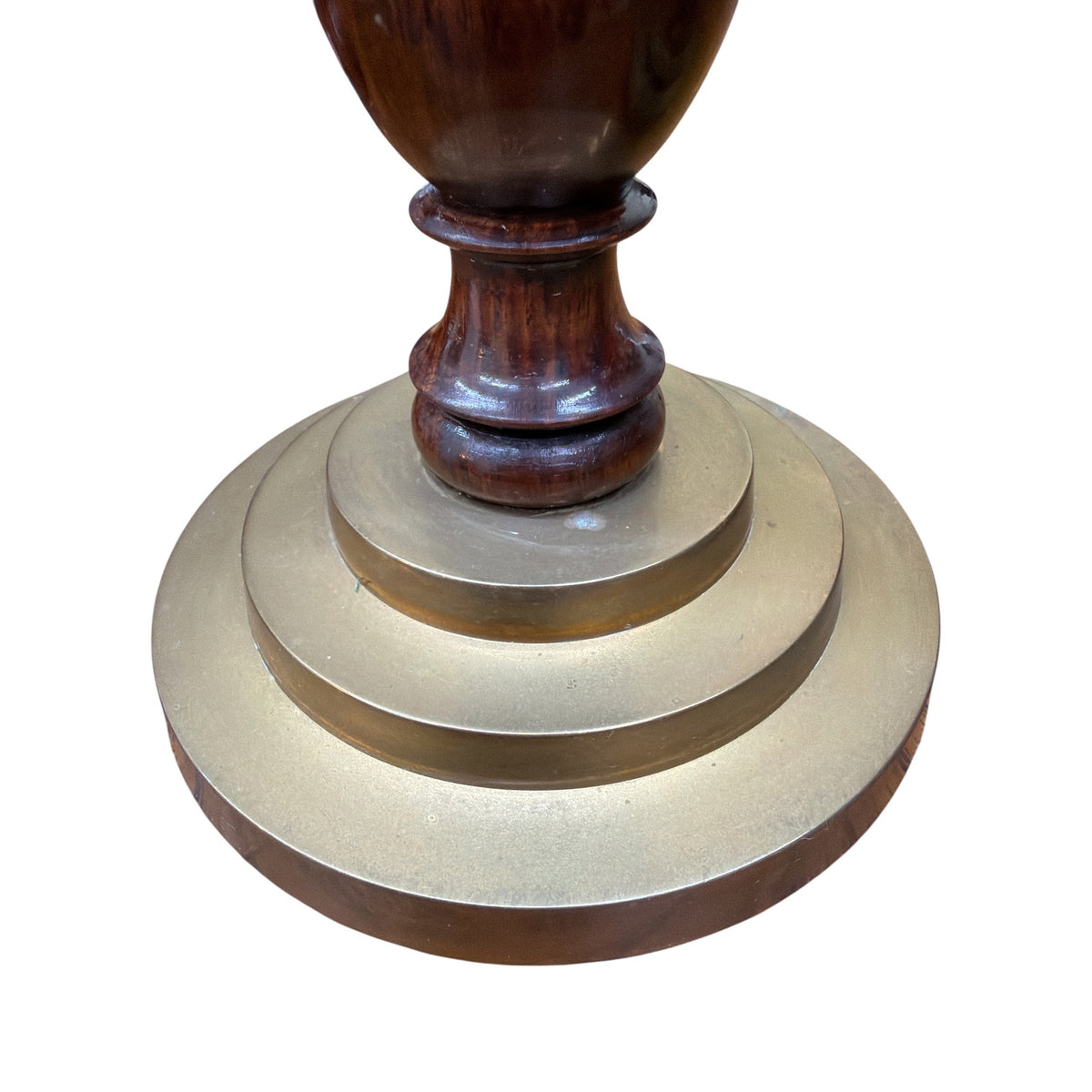 Mid Century Candlesticks Solid Brass Turned Wood 10 Inch Pair Vintage – additional view 8