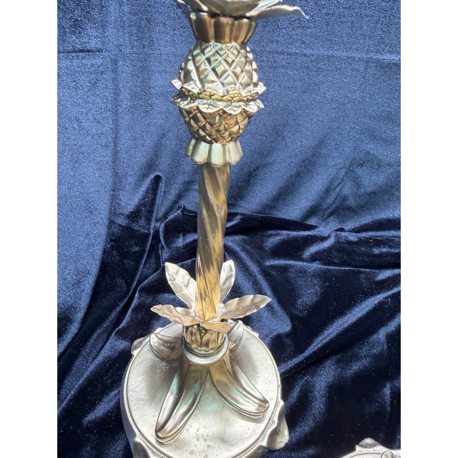 Hollywood Regency Crystal Prism Candlestick Set Gold Floral Candle Holders