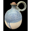 Vintage Signed Studio Pottery Oil Lamp Blue Speckled Stoneware Jug 6" – main view