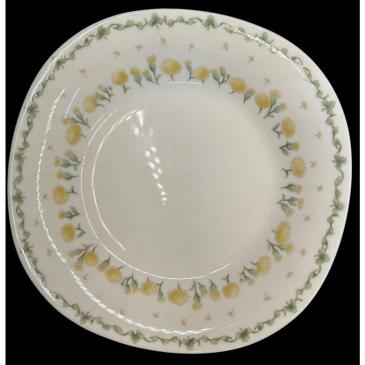 Vintage Hoya Porcelain Set of 4 Rim Soup Bowls Dandelion Clover Japan 9 Inch