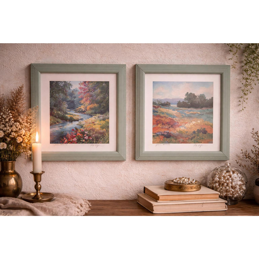 Vintage Alex Stefani Landscape Prints: Blue Woods, Golden Moments (Set of 2)