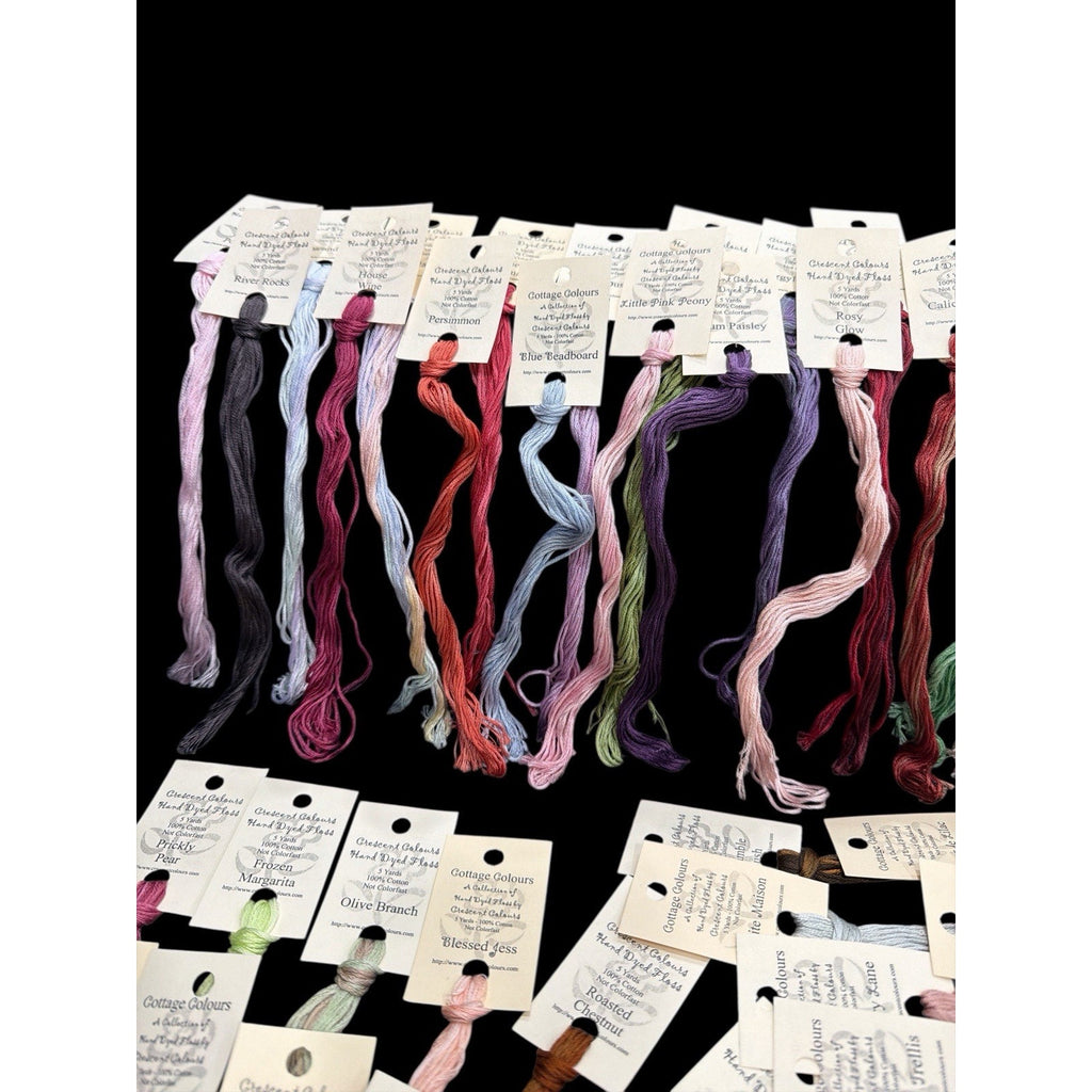 120 NOS Crescent Colours Hand Dyed Floss Lot Stored 14 Years Rare OOP Colors