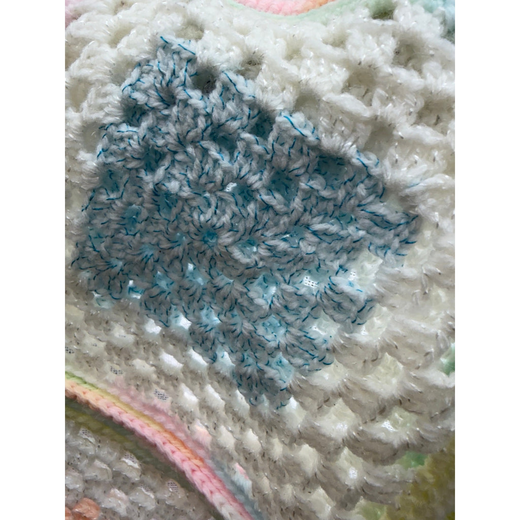 Handmade Pastel Crochet Granny Square Afghan Twin Bedspread 74 x 68
