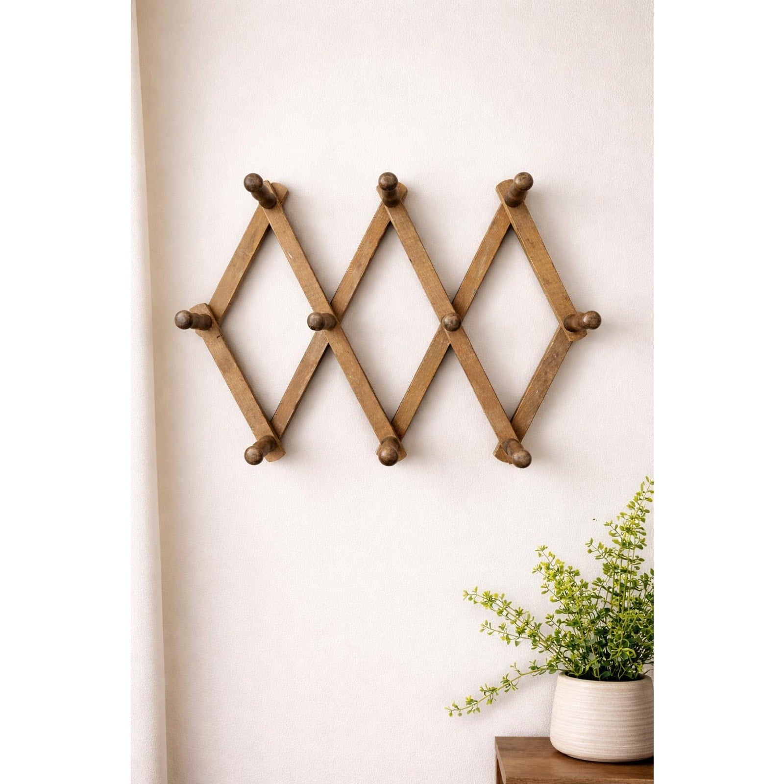 Primitive Wood Wall Rack Shoe Forms Farmhouse Decor Expandable Hanger Vintage