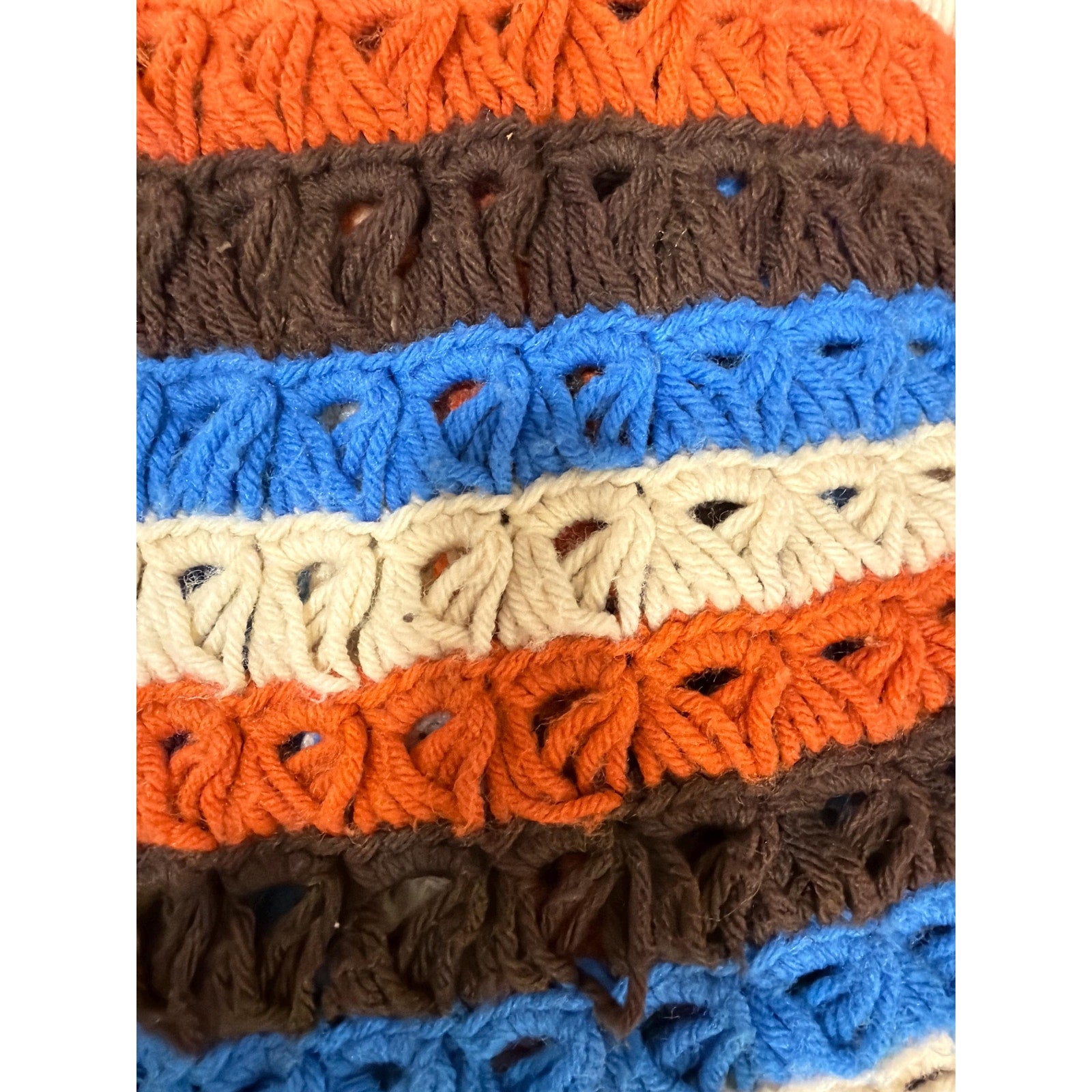 Handmade Crochet Afghan Throw: Boho Fall Blanket, Retro Cabin Decor