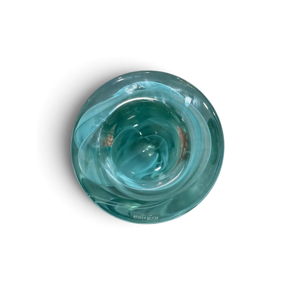 Kosta Boda Sweden Turquoise Art Glass Bowl Scandinavian Modern 4.5"