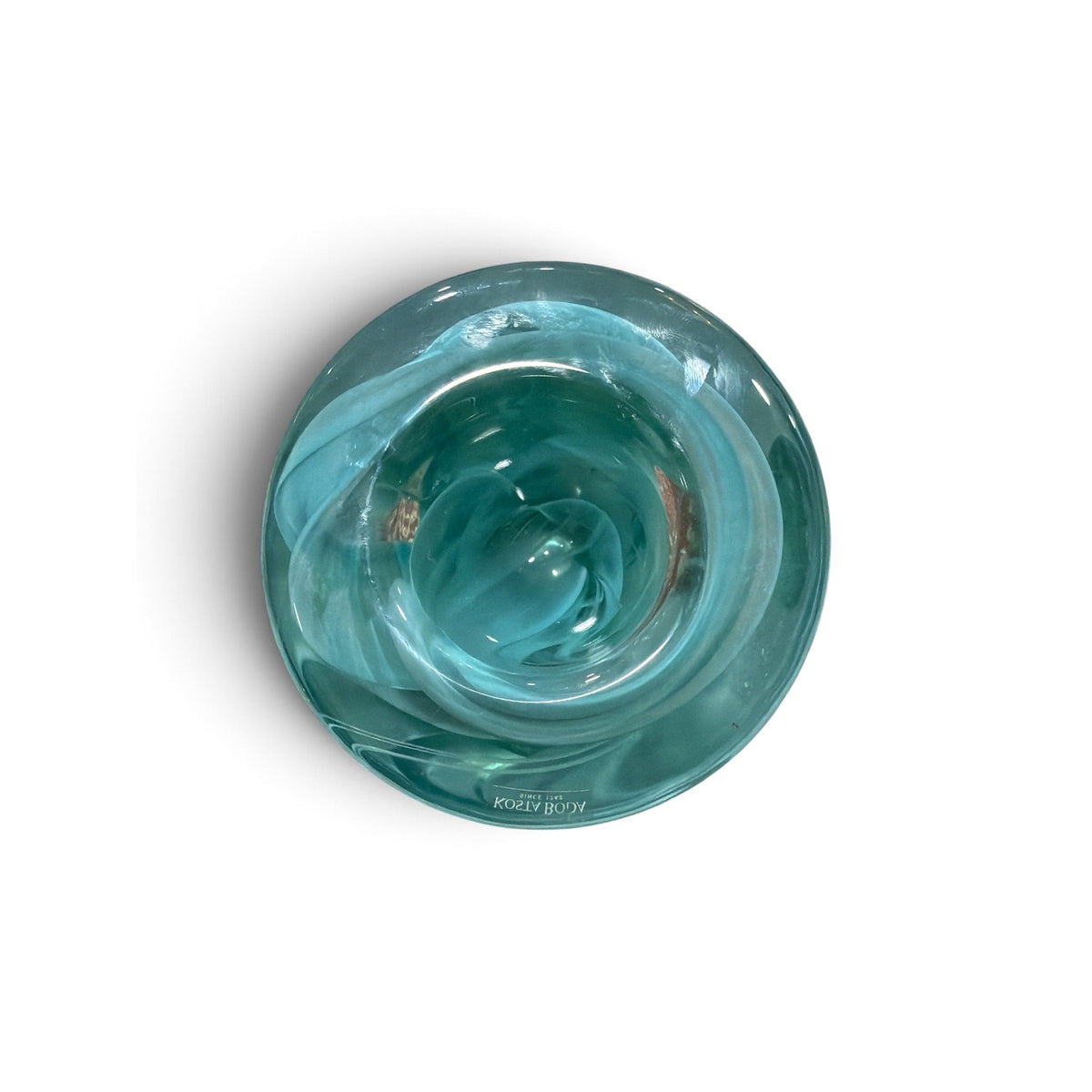 Kosta Boda Sweden Turquoise Art Glass Bowl Scandinavian Modern 4.5"