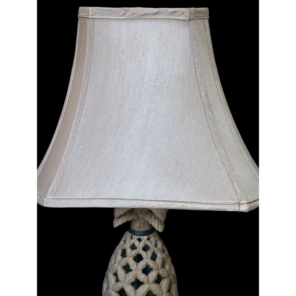 Vintage Pineapple Table Lamp Pair Coastal Tropical Resin Lamps with Shades