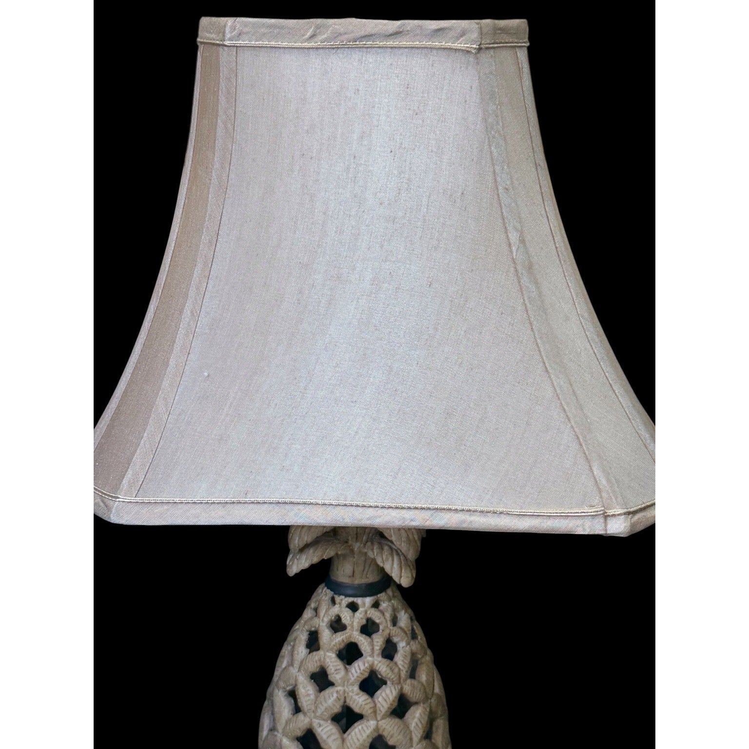 Vintage Pineapple Table Lamp Pair Coastal Tropical Resin Lamps with Shades