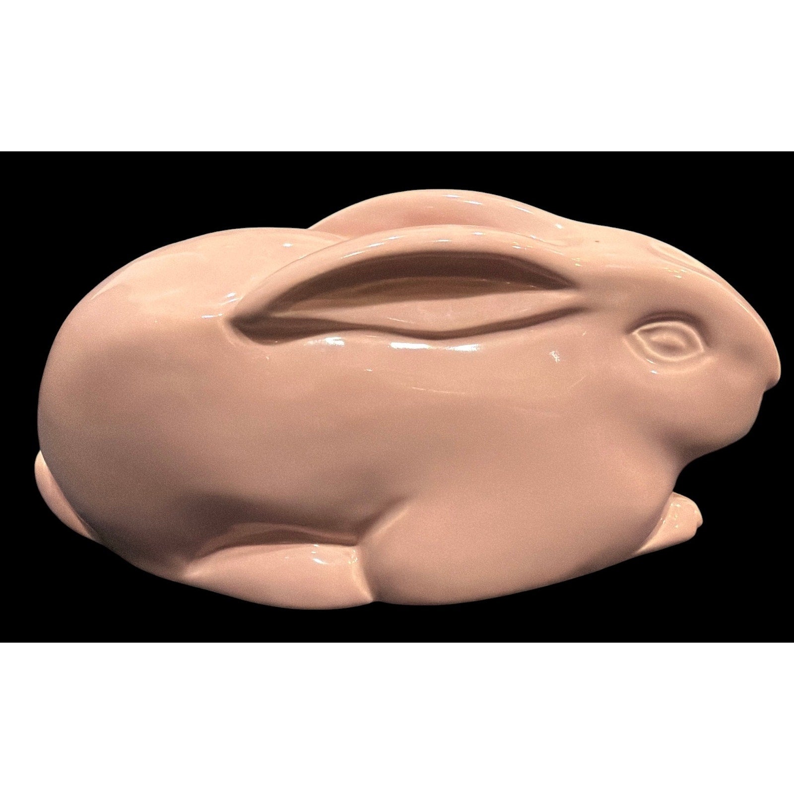 Vintage Pink Ceramic Bunny Figurine, Large Rabbit Statue Nursery Decor