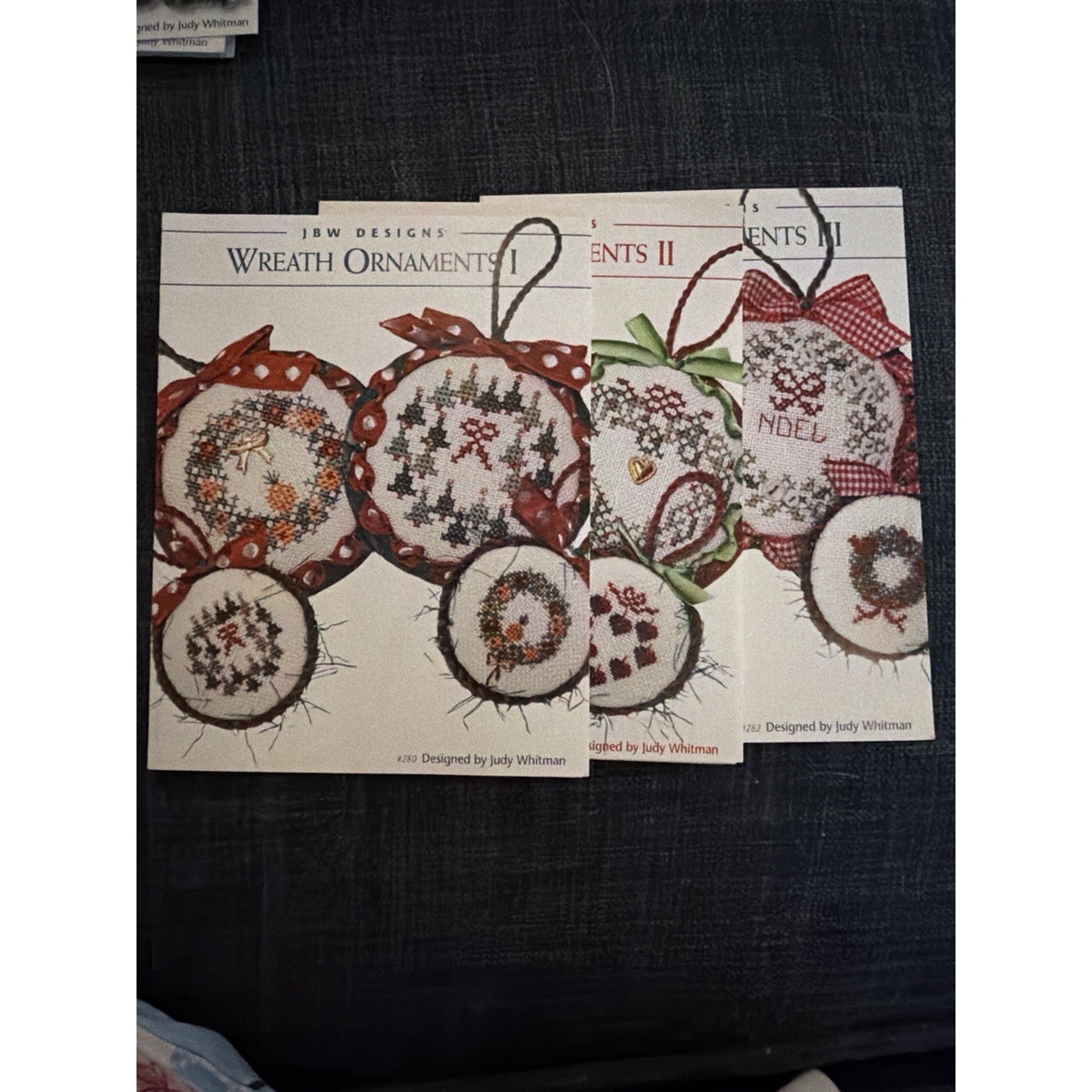 JBW Wreath Ornaments I II III Set 3 Christmas Cross Stitch Patterns Unused