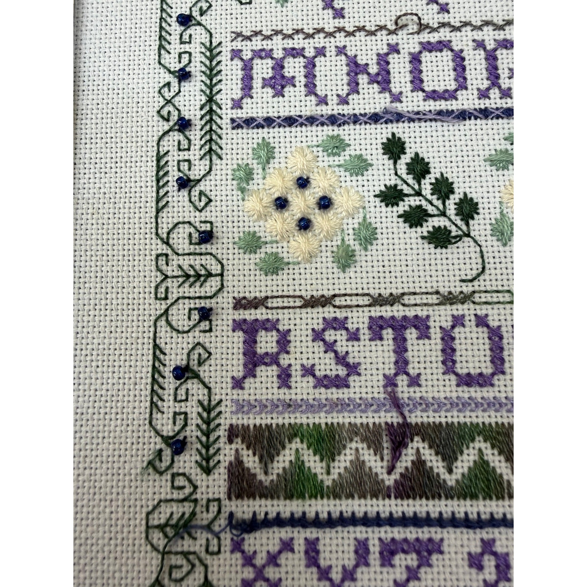 Indigo Rose Jasmine & Sapphires Framed Specialty Stitch Sampler Beaded – additional view 11
