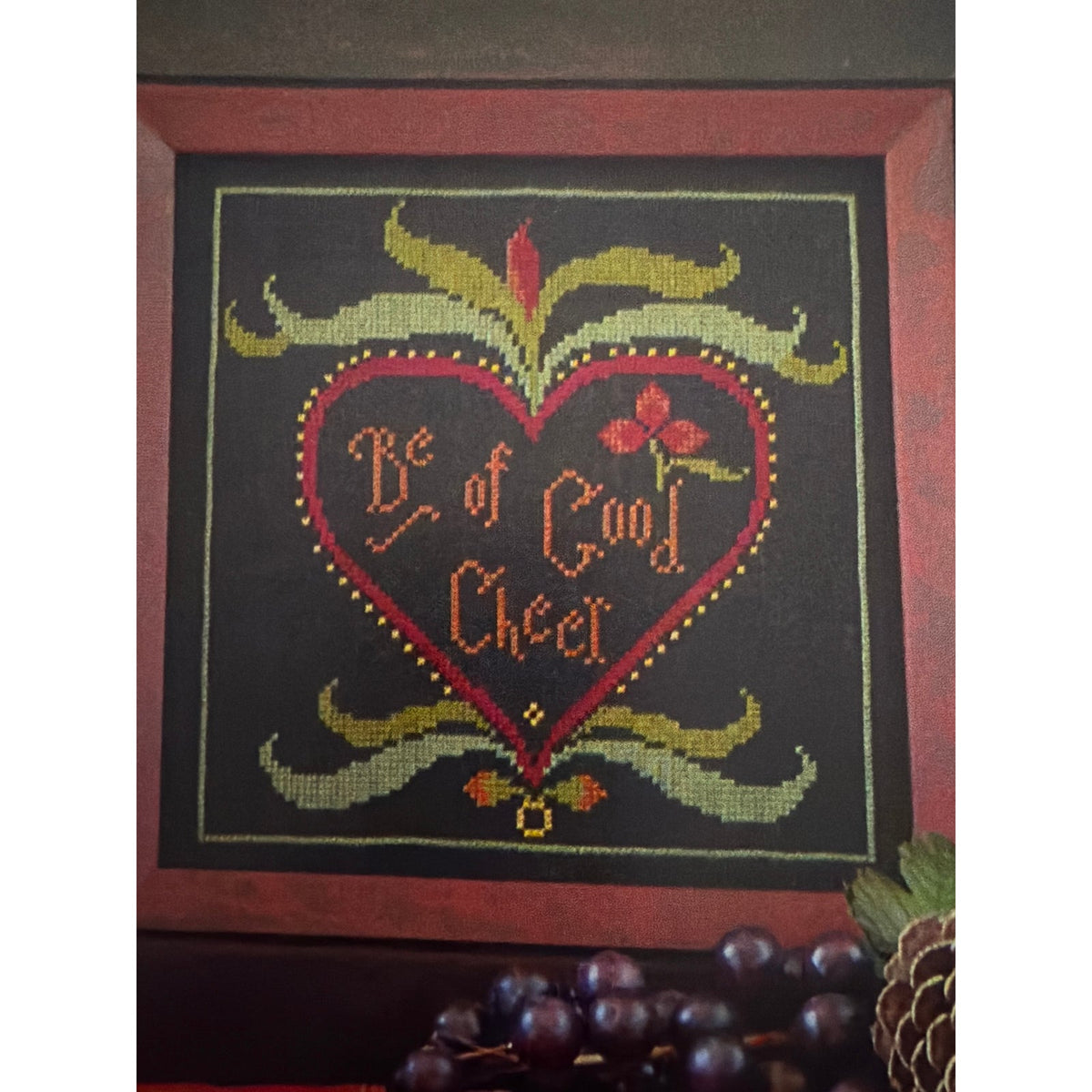 La-D-Da Good Cheer Cross Stitch Folk Art Heart Pattern NOS