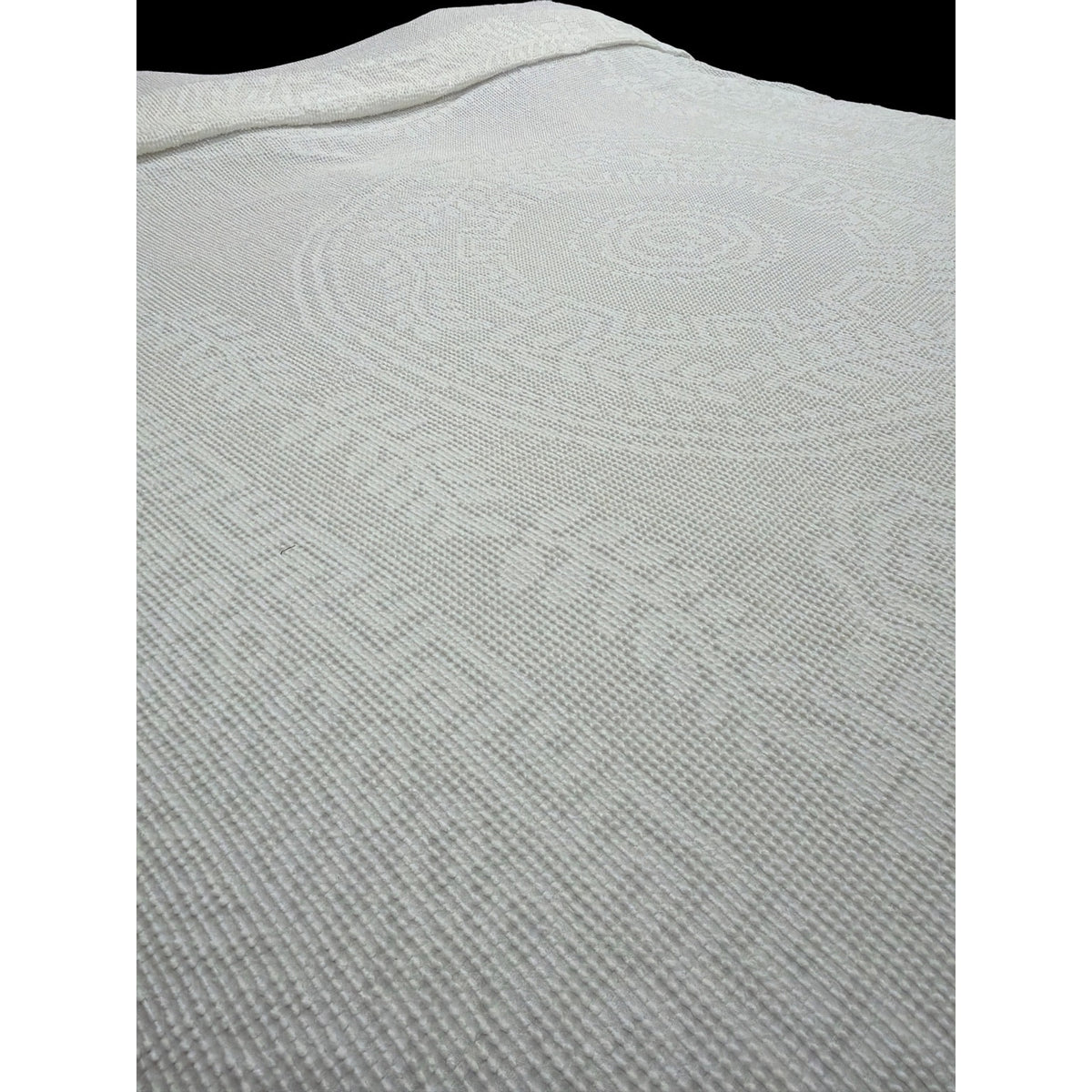 Vintage White Candlewick Bedspread Floral Medallion Fringe Queen 95 x 108 – additional view 8