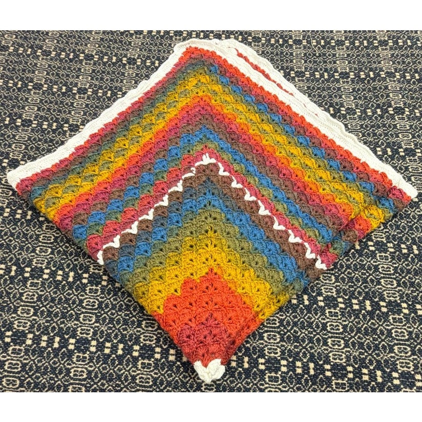 Handmade Crochet Lapghan Autumn Kaleidoscope Multicolor Square Throw 39"