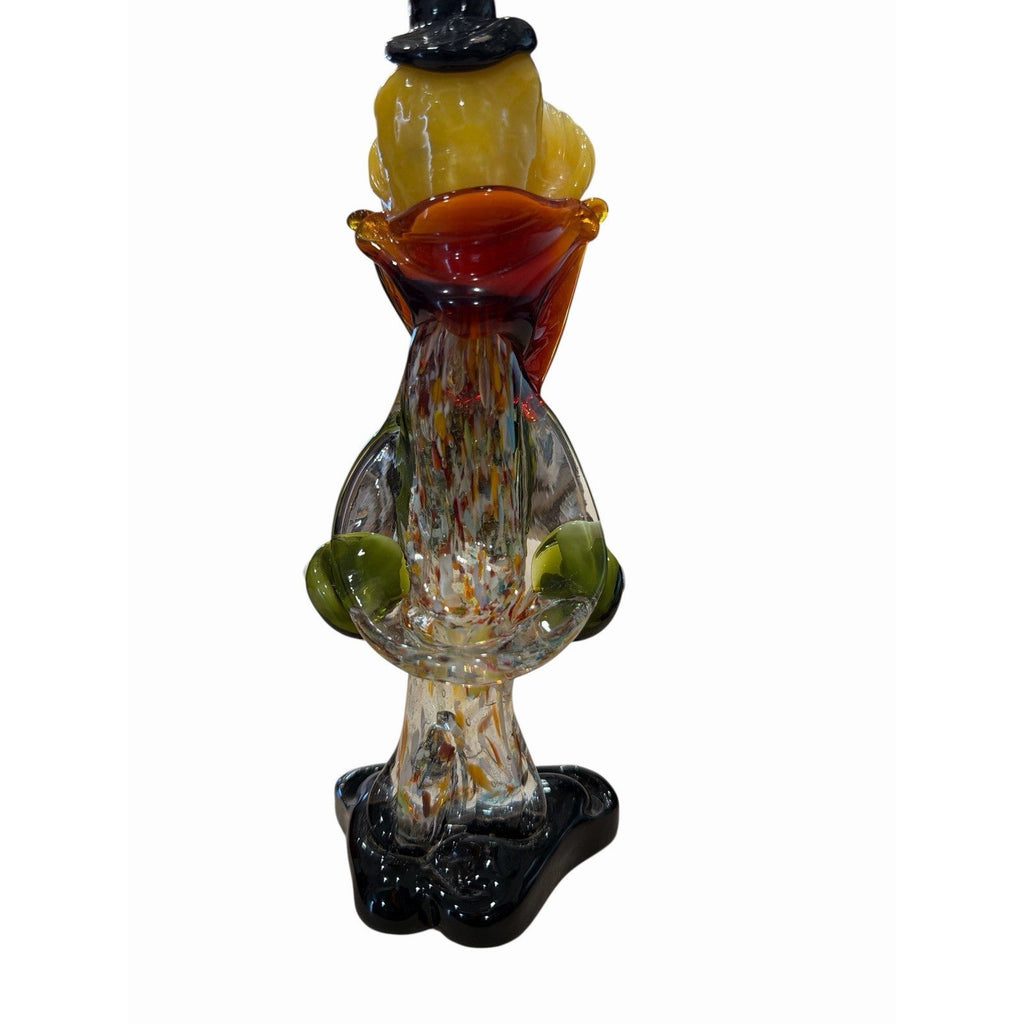 Vintage Murano Style Art Glass Clown Figurine Confetti Glass Top Hat 8"