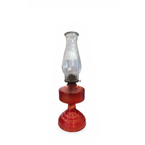 Antique Red Glass Oil Lamp P&A Burner Victorian Kerosene Lamp