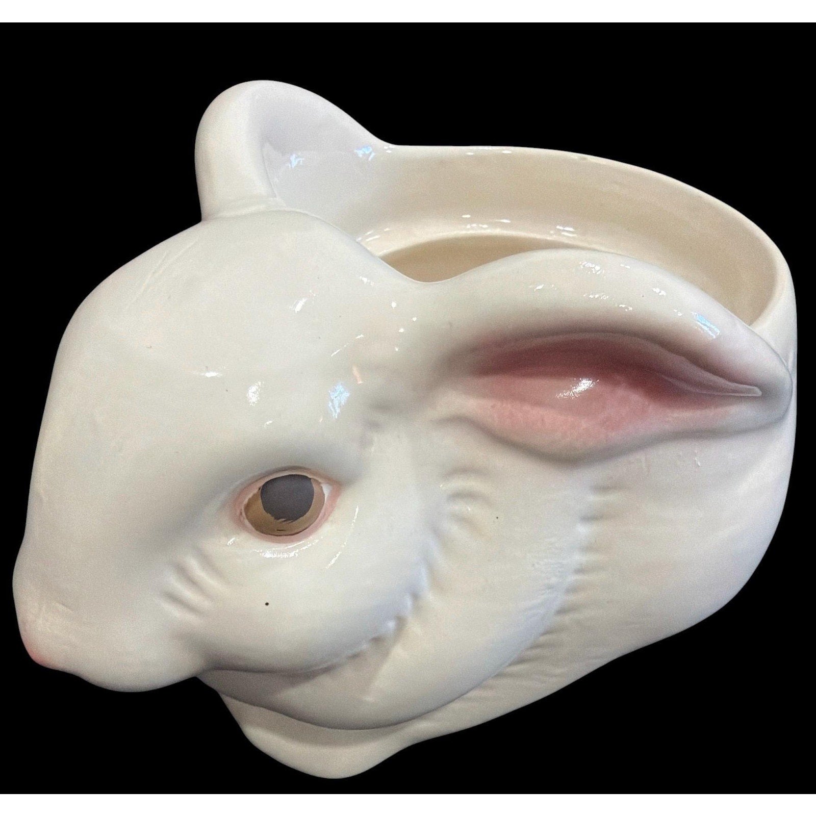 Vintage Bunny Planter White Ceramic Rabbit Easter Decor Cottagecore Spring Farmhouse Avon Brazil