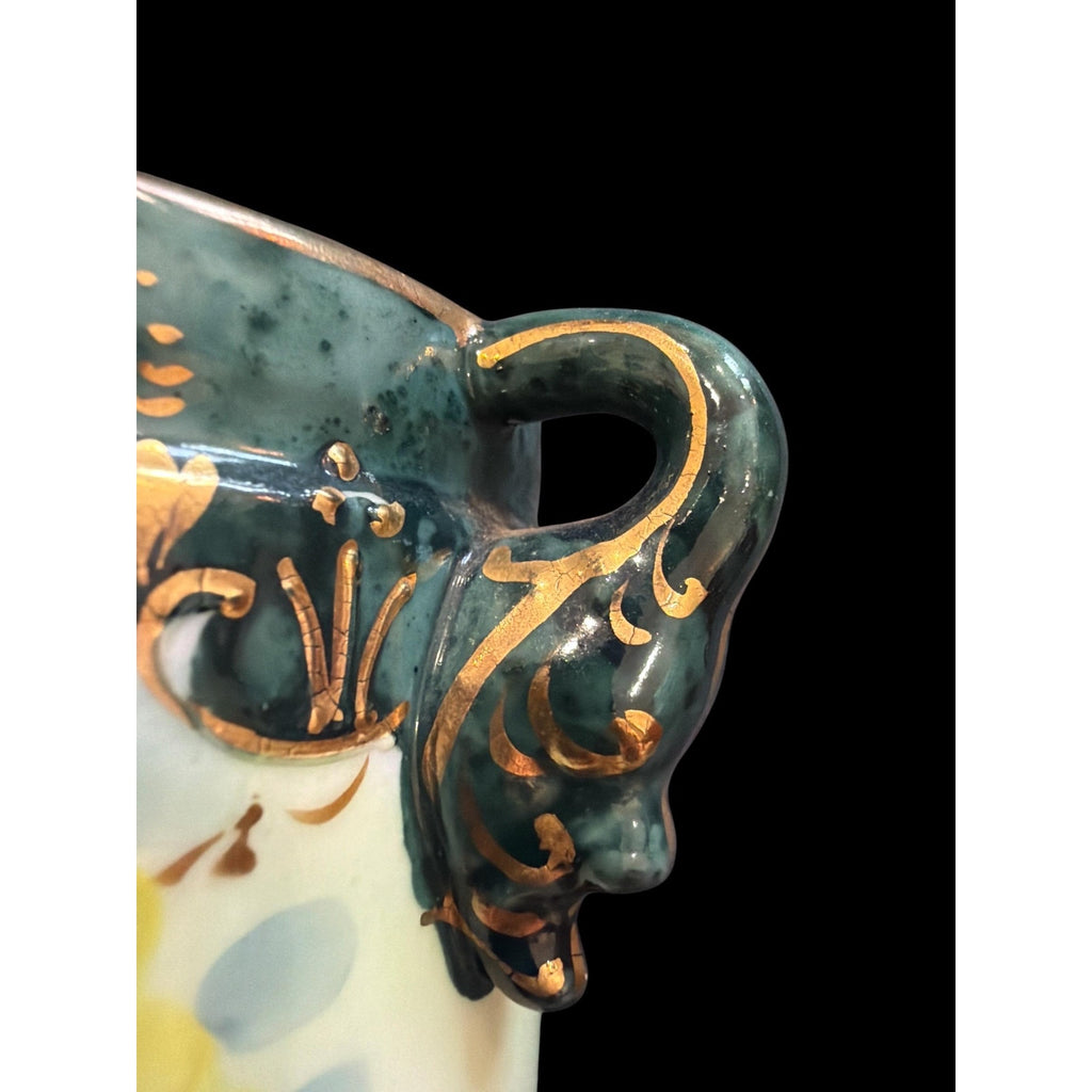 Antique Yoshino Hand Painted Vase Art Nouveau Floral Gold Gilt Porcelain 8.5”