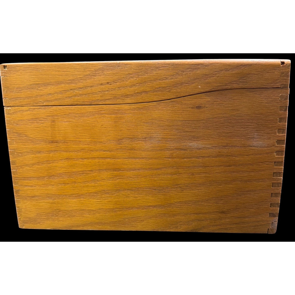 Vintage 1968 Wooden Recipe Box: Dovetail Farmhouse Kitchen Organizer