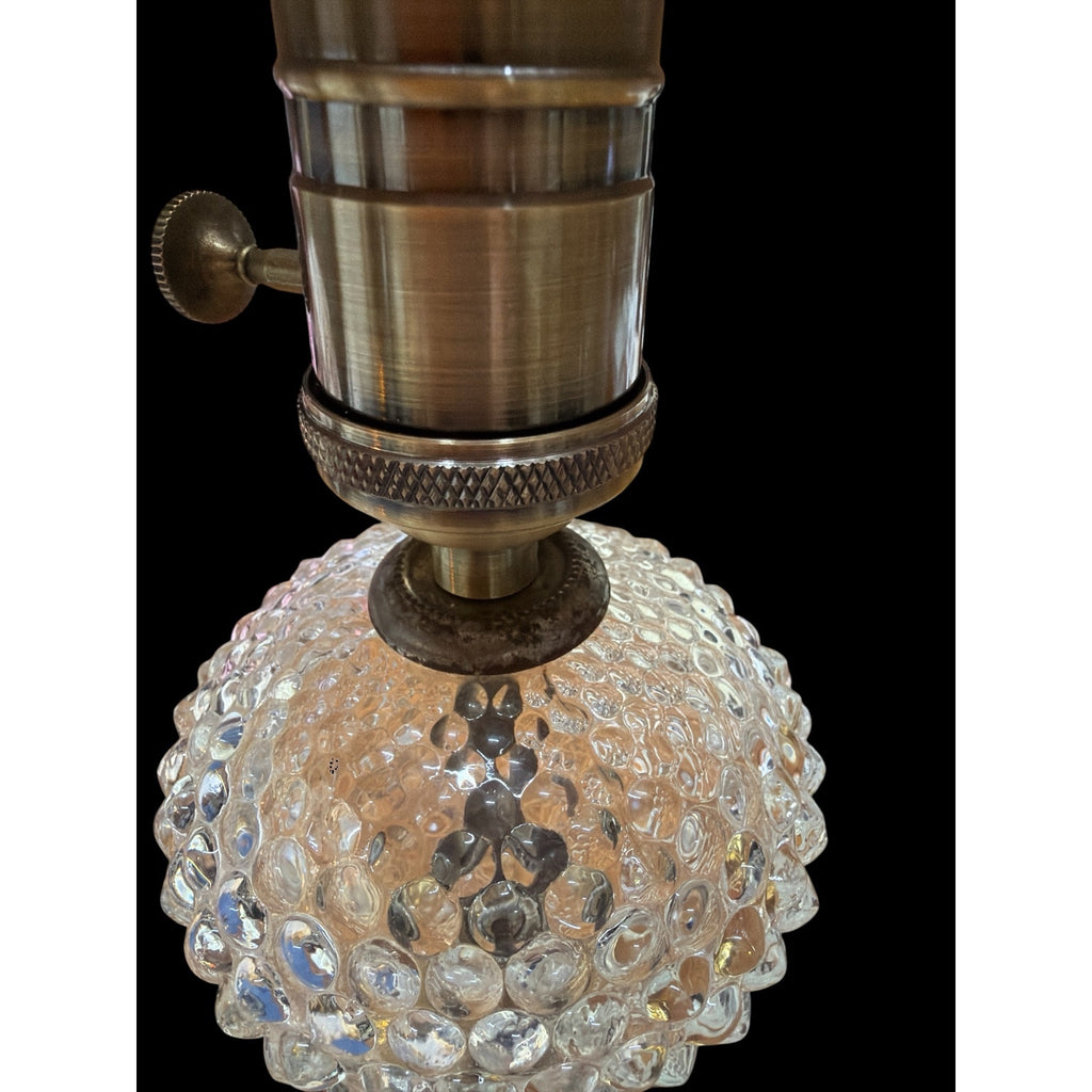 Pair Vintage Brass Bubble Glass Boudoir Lamps Rewired New Burgundy Shades – additional view 8
