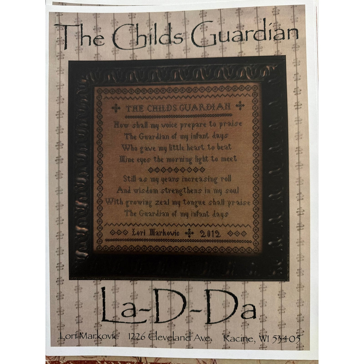 La-D-Da The Child's Guardian Cross Stitch Sampler NOS