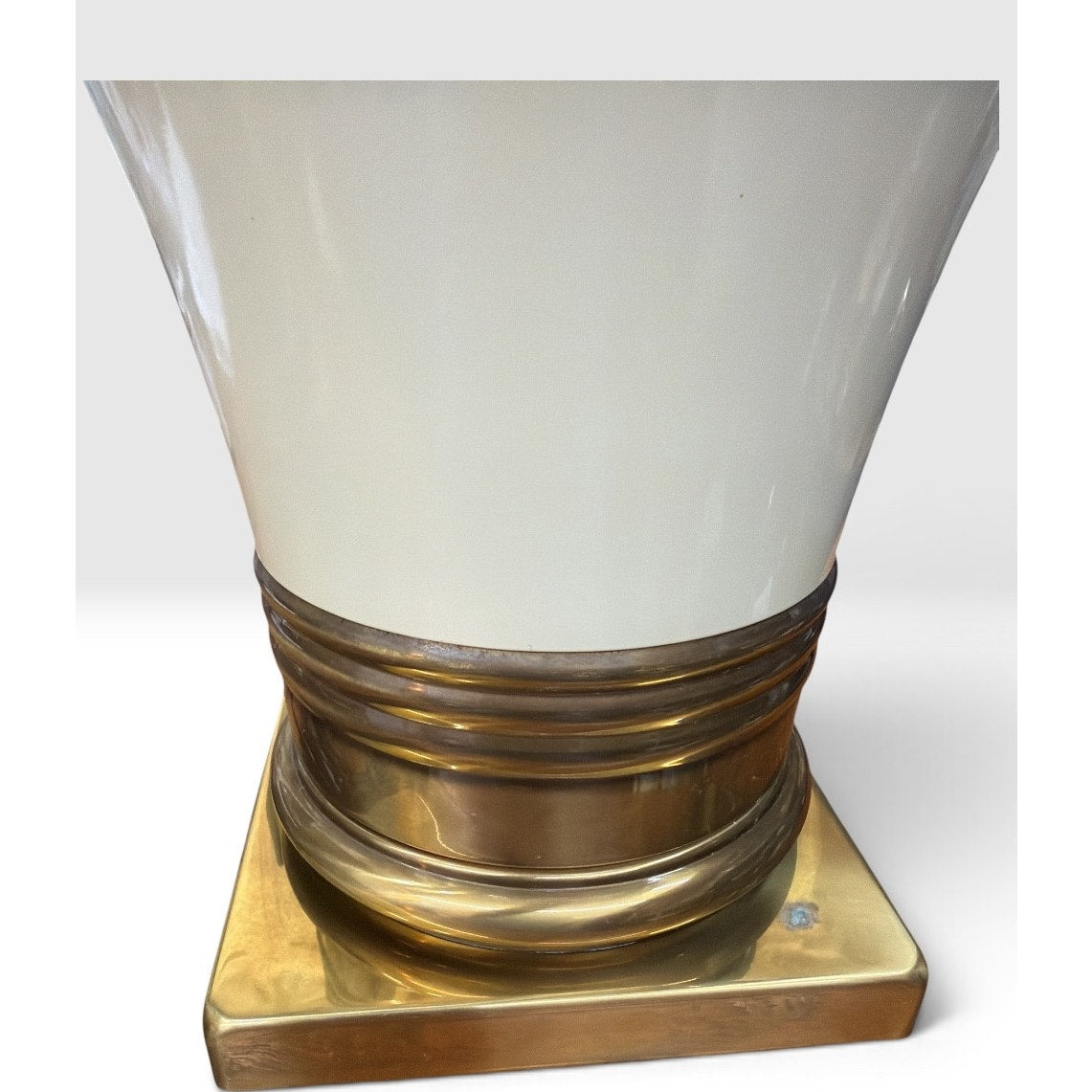 Vintage Brass Table Lamps Hollywood Regency Cream Urn Pair Large 25" – additional view 5