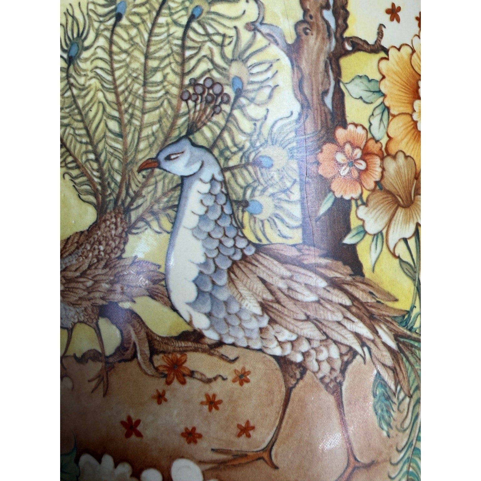 Vintage Chinoiserie Peacock Porcelain Table Lamp Pair (Sold Individually)
