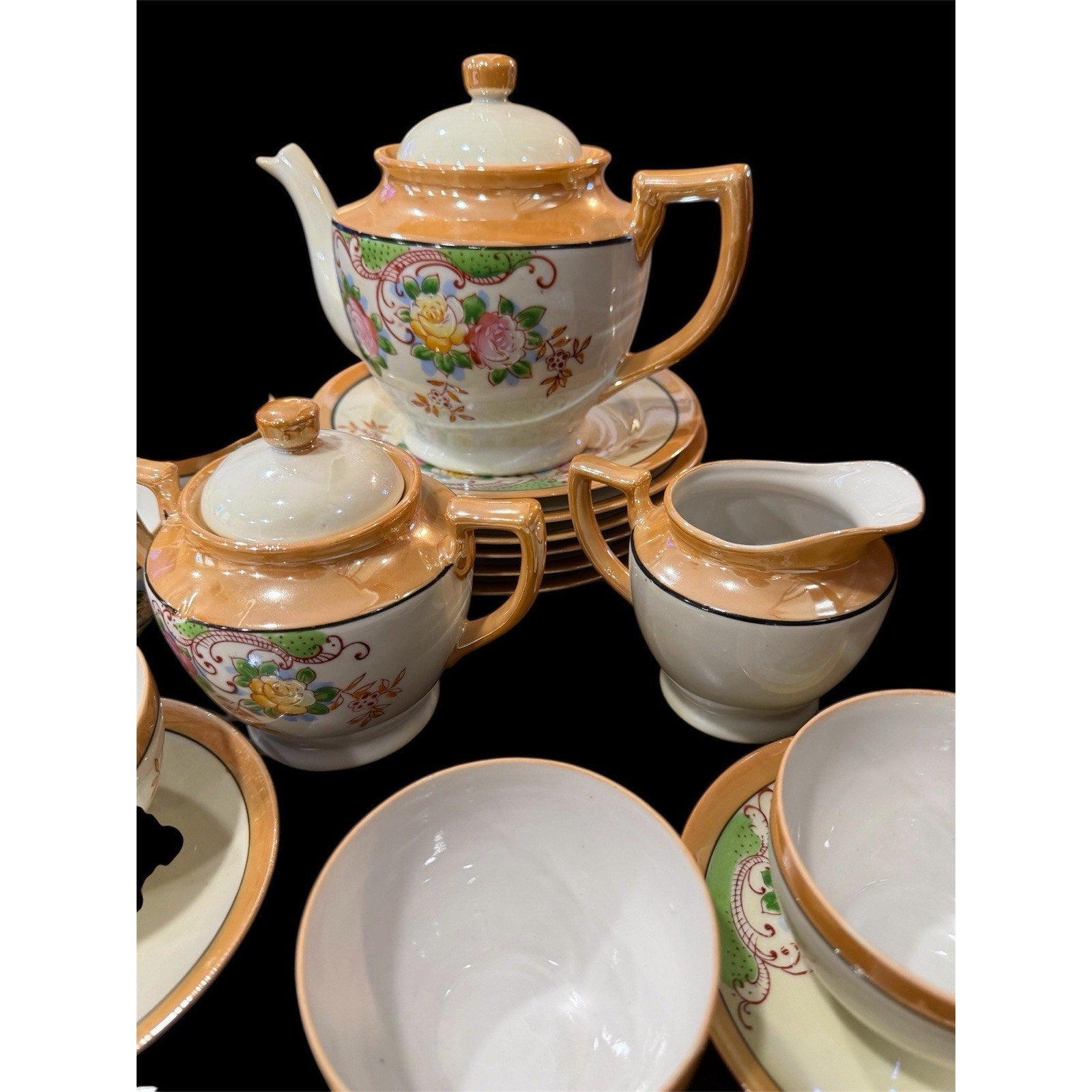 Vintage Made in Japan Porcelain Tea Set 17 Pc Floral Tea Service