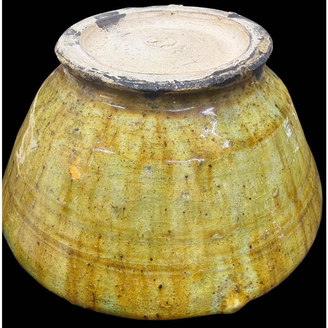 Vintage Tamegroute Ochre Bowls Set of 3 Moroccan Pottery Footed Bowls – additional view 6