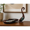 Vintage Japanese MCM Drip Glaze Swan Console Set | Mid Century