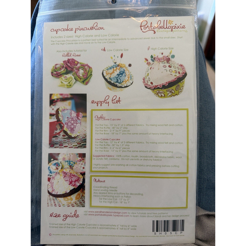 Portabellopixie Cupcake Pincushion Pattern Sandi Henderson NOS