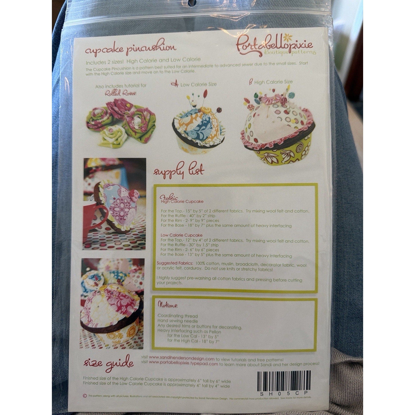 Portabellopixie Cupcake Pincushion Pattern Sandi Henderson NOS