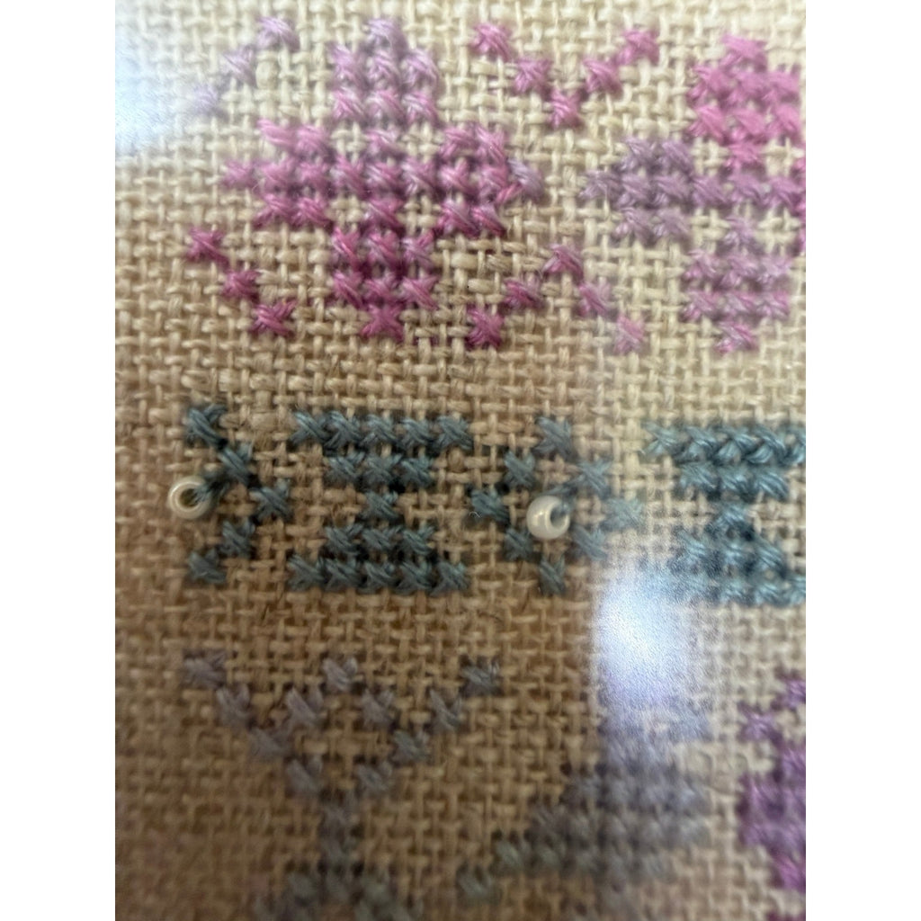 Vintage Earth Threads Morning Light Sampler Cross Stitch Beaded Framed – additional view 11