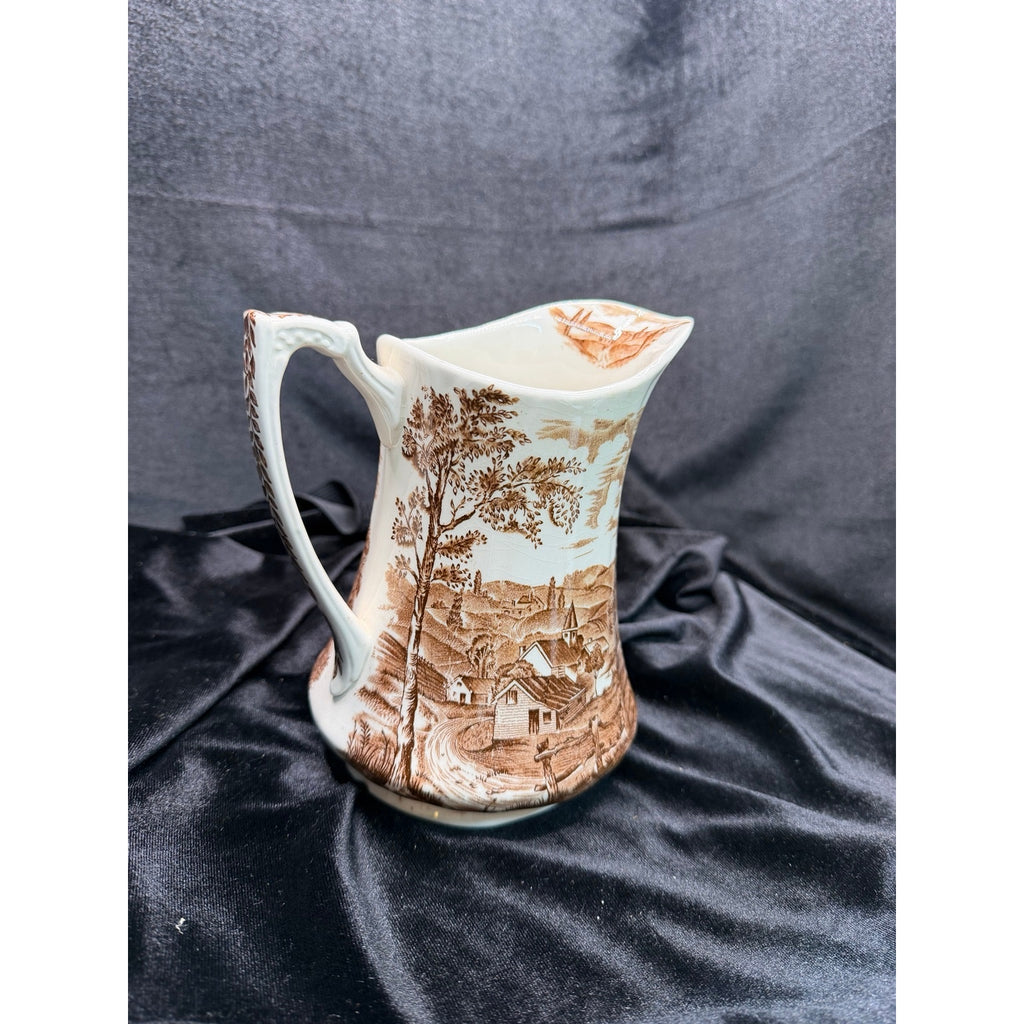 Vintage Alfred Meakin Reverie Ironstone Pitcher Brown Transferware 7 Inch