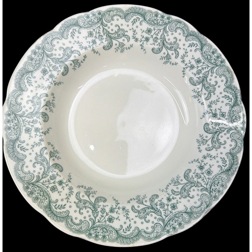 Antique John Maddock Seville Green Transferware Rim Soup Bowls Set of 5