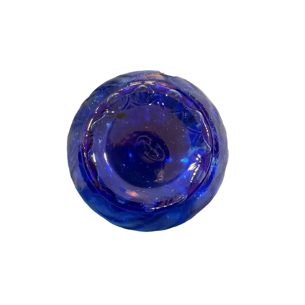 Vintage Fenton Cobalt Blue Coin Dot Pitcher, Hand Blown Art Glass Creamer